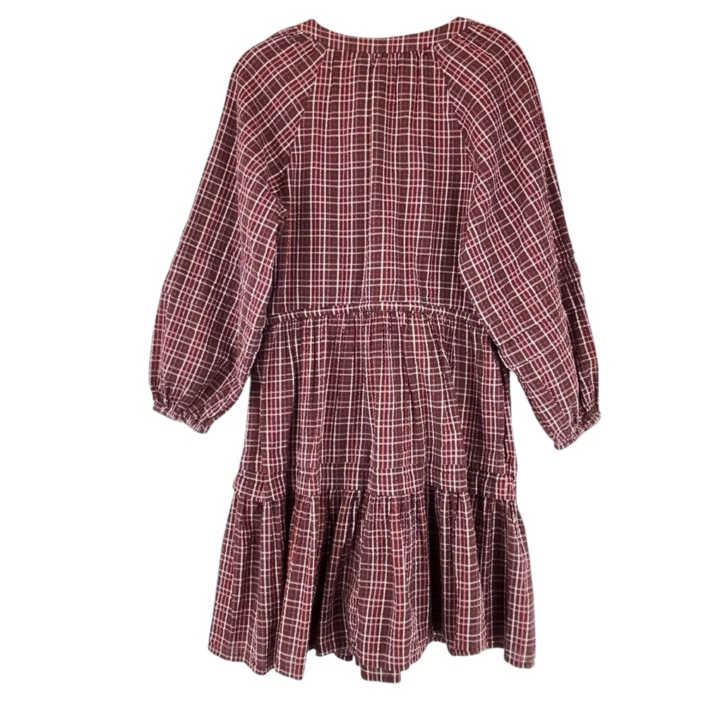 NEW Madewell Seersucker Wrap Mini Dress in Dark Merlot StripSz XS NWT - Picture 5 of 15